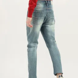 United Colors of Benetton Blue Cotton Carrot Fit Distressed Jeans image 2