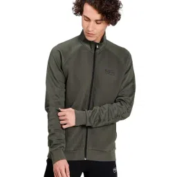 Puma Olive Full Sleeves Mock Collar Jacket-image-49