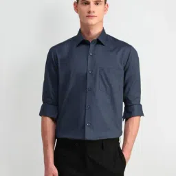 Arrow Navy Cotton Slim Fit Printed Shirt-picture-17