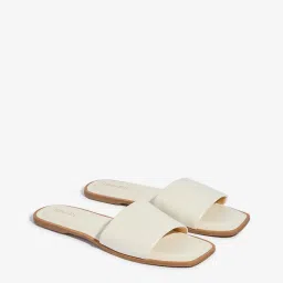 LUNA BLU by Westside White Slip-On Slides image 1