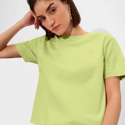 The Souled Store Green Plain T-Shirt image 1