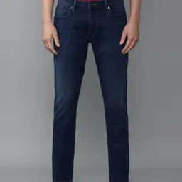 Louis Philippe Jeans Navy Cotton Regular Fit Jeans-image-22