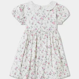 R&B Kids White Floral Regular Fit Dress image 2