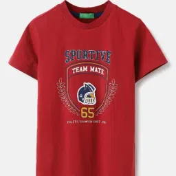 United Colors of Benetton Kids Red Cotton Printed Tshirt-picture-18