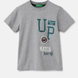 United Colors of Benetton Kids Grey Cotton Printed Tshirt-picture-25