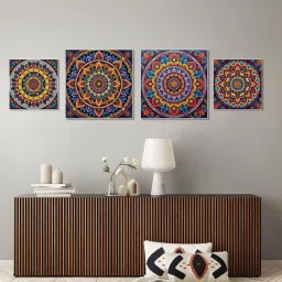 Nestroots Elegant Mandala Canvas Art Collection White Frame Wall Painting - Set of 4 image 1