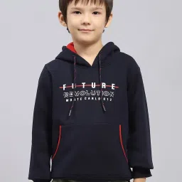 Monte Carlo Boys Navy Blue Cotton Blend Printed Sweatshirt image 1