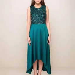 Zink London Green Sequinned A-Line Dress image 1