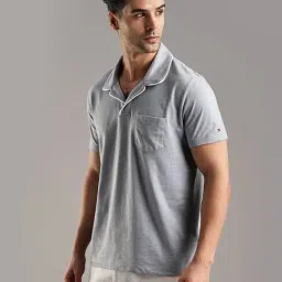 Tommy Hilfiger Rich Grey Printed Regular Fit Cotton Polo T-Shirt image 3