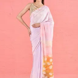 navyasa by liva Lilac Printed Saree With Unstitched Blouse image 1