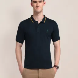 U.S. Polo Assn. Blue Cotton Slim Fit Polo T-Shirt image 1