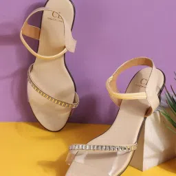 Carlton London Women's Beige Ankle Strap Sandals image 1