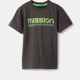 United Colors of Benetton Boys Black Cotton Printed Tshirt image 1