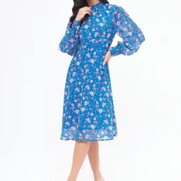Kibo Blue Georgette Print Midi Dress image 1