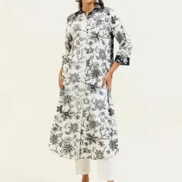 Jaipur Kurti Black & White Floral Kurta image 1