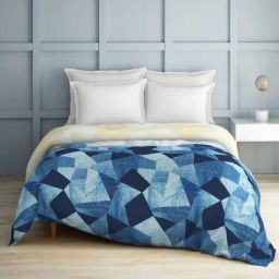 Spaces Deconstructed Geometric Blue & Yellow 210 TC Cotton Double Bed Quilt-picture-23