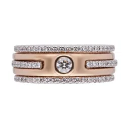 C. Krishniah Chetty Group Gold & Diamond Dual-Toned Band with Bezel-Set Centerpiece Ring image 1