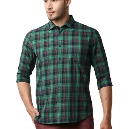Basics Green Lake Cotton Slim Fit Checks Shirt image 1