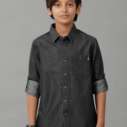 Under Fourteen Only Boys Black Cotton Shirt image 1
