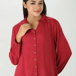 Mustard Red Textured Shirt image 1
