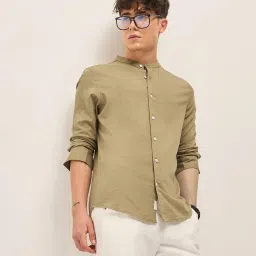 THE BEAR HOUSE Beige Cotton Slim fit Shirts image 1