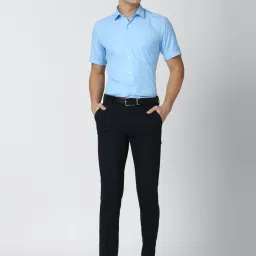 Peter England Navy Slim Fit Trousers image 5