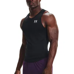 Under Armour Black Super Slim Fit Logo Printed Tank Tee image 1