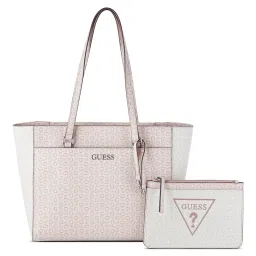 Guess Blush Multi Printed Delphine Tote Bag With Pouch image 1