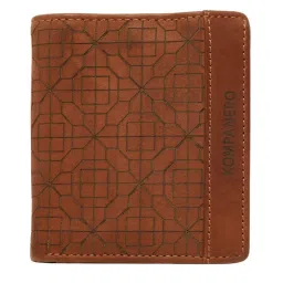 KOMPANERO Riley Cognac Leather Textured Bi-Fold Wallet image 1