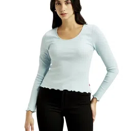 Levi's Light Blue Cotton Slim Fit Self Pattern Top image 1