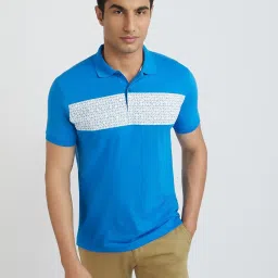 Park Avenue Blue Slim Fit Printed Polo T-Shirt image 1