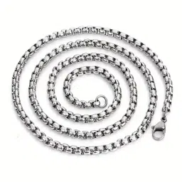 Peora Silver Plated Stainless Steel Box Stylish Chain image 1