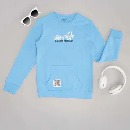 Pantaloons Junior Boys Alaskan Blue Cotton Printed Full Sleeves Sweatshirts & Hoodies image 1