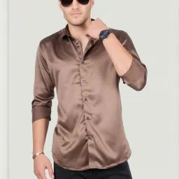 Almaty Brown Cotton Slim Fit Shirt image 1
