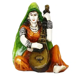 eCraftIndia Colorful Rajasthani Lady Playing Sitar Handcrafted Decorative Polyresin Showpiece image 5