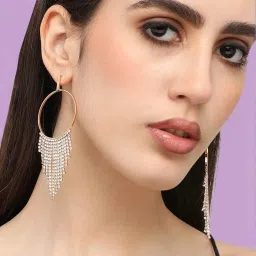 Sohi Gold Plated Designer Stone Party Drop Earrings image 1