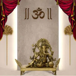 eCraftIndia Blessing Lord Ganesha in Resting Pose Antique Look Handcrafted Premium Brass Idol image 2