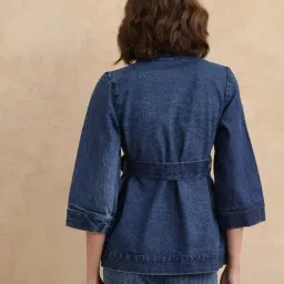 RAREISM Blue Cotton Solid Long Sleeves Jacket image 2