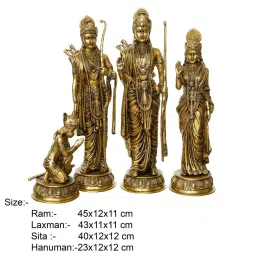 eCraftIndia Ram Darbar - Lord Ram, Sita and Laxman along with Lord Hanuman Handcrafted Brass Idols image 5