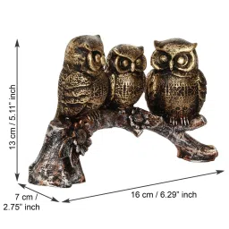 eCraftIndia 3 Owl Sitting on Branch Antique Finish Handcrafted Polyresin Decorative Showpiece image 4