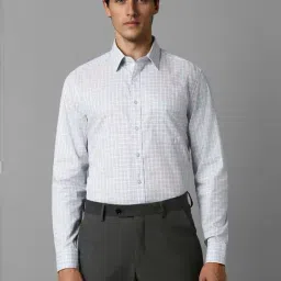 Louis Philippe White Cotton Slim Fit Checks Shirt-picture-28