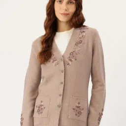 Apsley Beige Regular Fit Embroidered Cardigan-picture-10