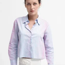 RAREISM Purple Cotton Striped Long Sleeves Top-picture-15