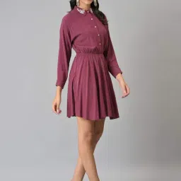 W Pink Printed A-Line Dress image 4