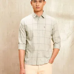 U.S. Polo Assn. Denim Co. Brown Cotton Regular Fit Checks Shirt image 1