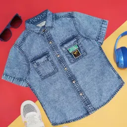 Pantaloons Junior Dusk Blue Cotton Regular Fit Shirt-picture-21