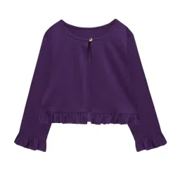 A.T.U.N. Purple Solid Full Sleeves Cardigan image 1
