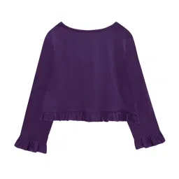A.T.U.N. Purple Solid Full Sleeves Cardigan image 2