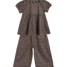 Cherry Crumble By Nitt Hyman Kids Brown Printed Top with Pyjamas image 2