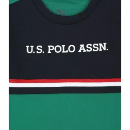 U.S. Polo Assn. Kids Green Color Block Full Sleeves Sweatshirt image 3